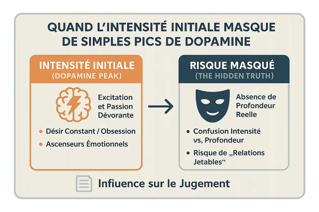 Schéma illustrant la dopamine liée à l’attente dans une relation atypique