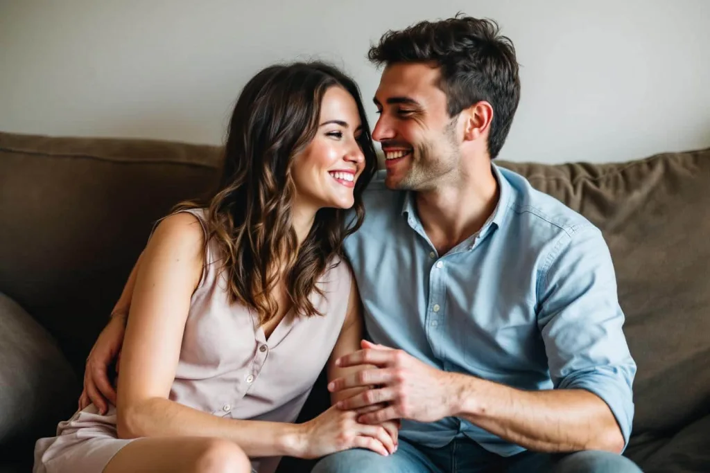 Tension sexuelle au premier rendez-vous : 12 conseils efficaces pour séduire 8 Couple complice échangeant un regard lors d’un premier rendez-vous